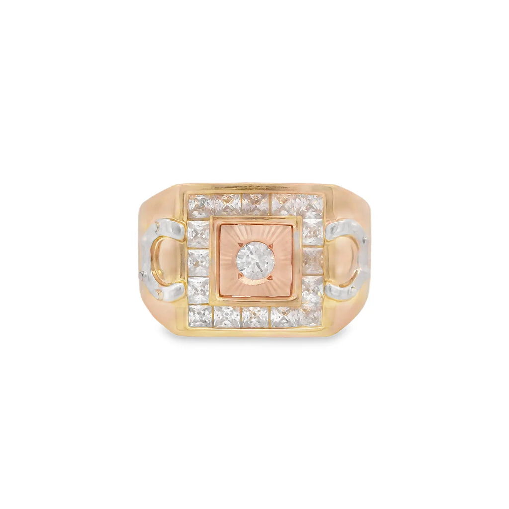 14K Men Square CZ Ring