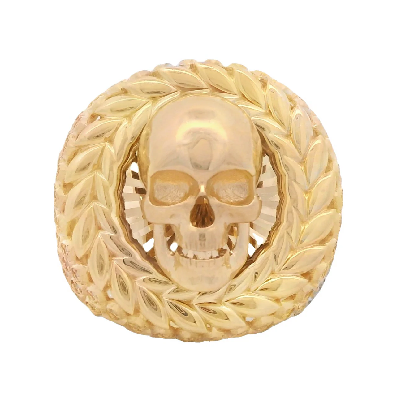 14k Skull Men's Round Ring