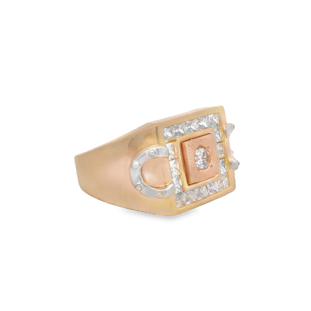 14K Men Square CZ Ring