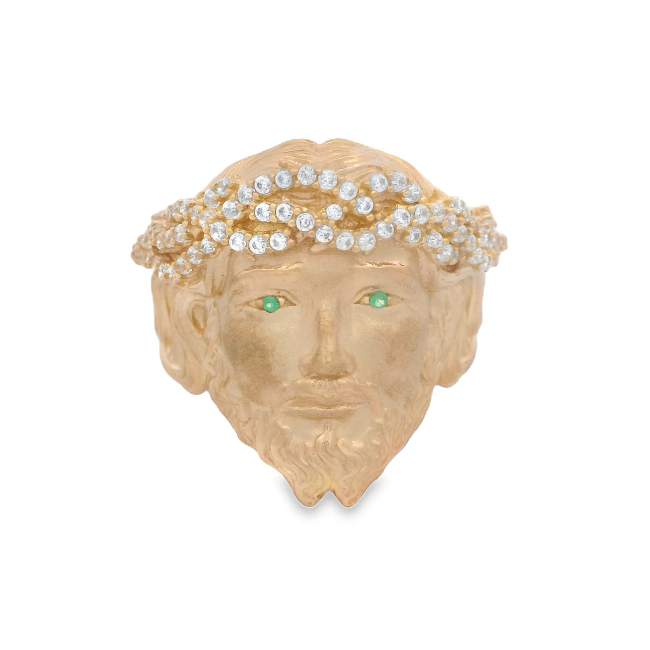 14k Jesus Face CZ Men's Ring