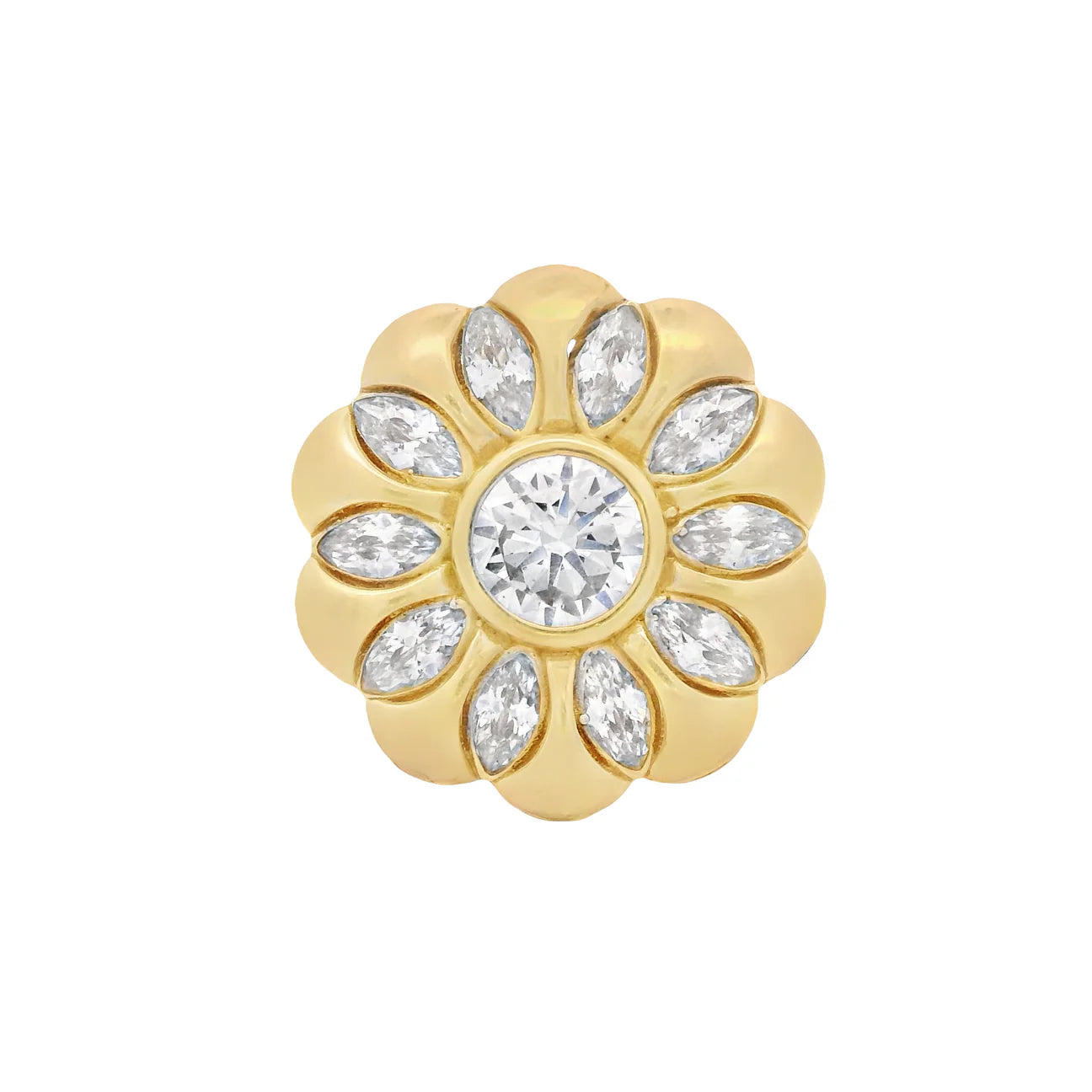 14K Women Flower CZ Ring