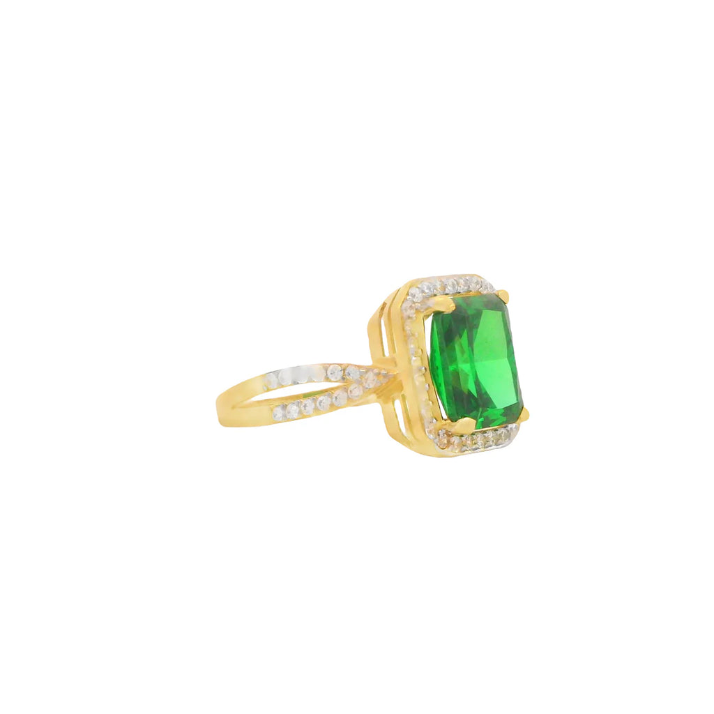14K Women's CZ Square Green Ring