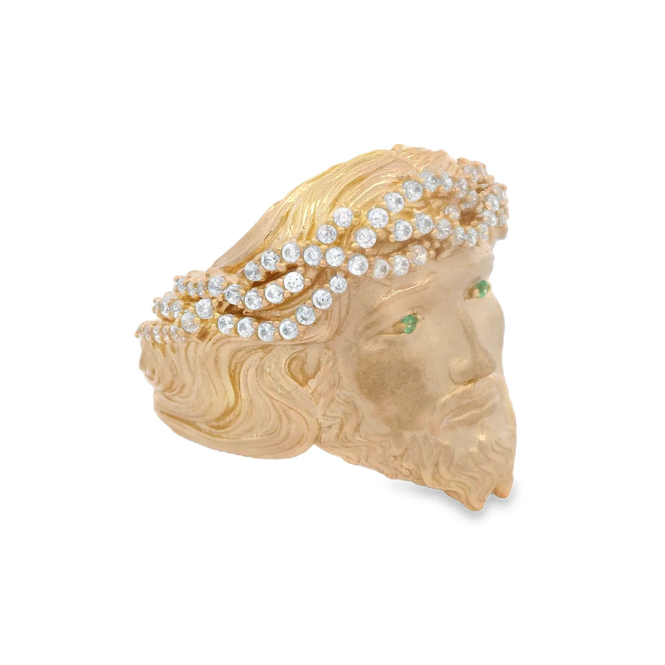 14k Jesus Face CZ Men's Ring