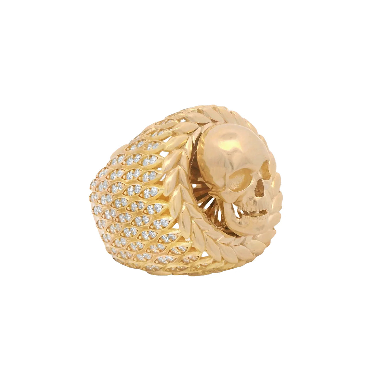 14k Skull Men's Round Ring