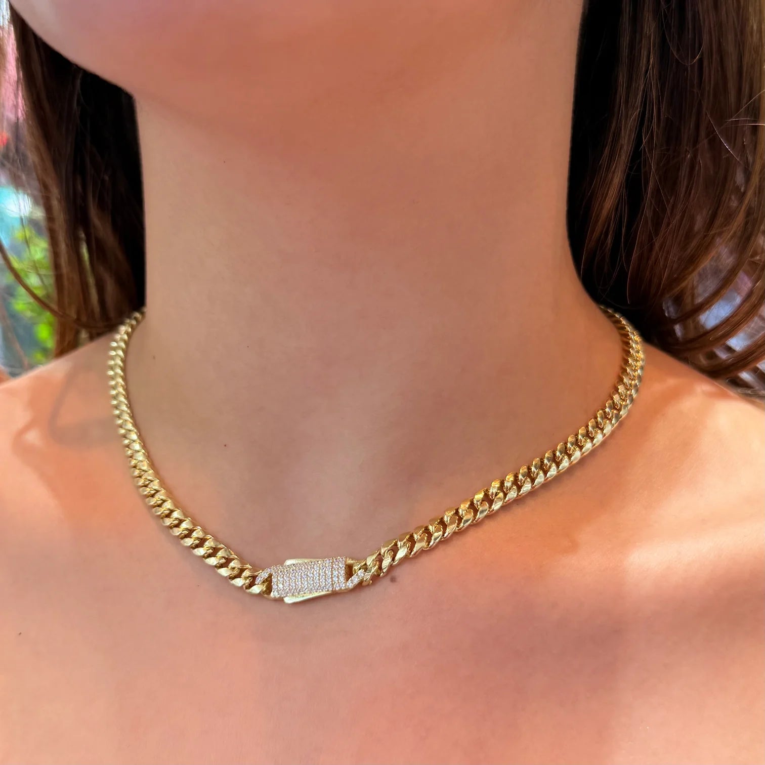 14K Hollow Cuban Choker for Women (6MM - 16" Inches)