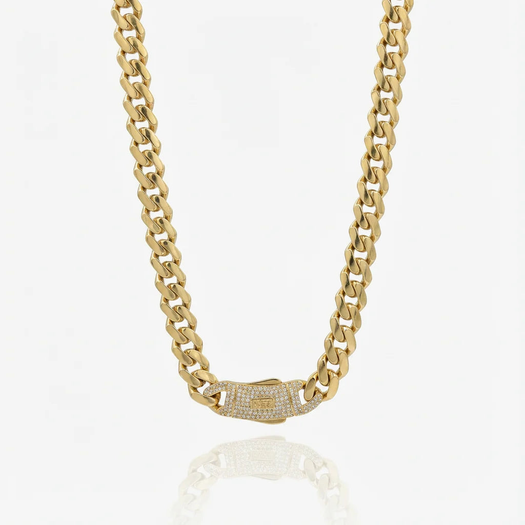 14k ITTALLO🇮🇹 Hollow Cuban Choker (9MM / 16" Inches) (Copia)